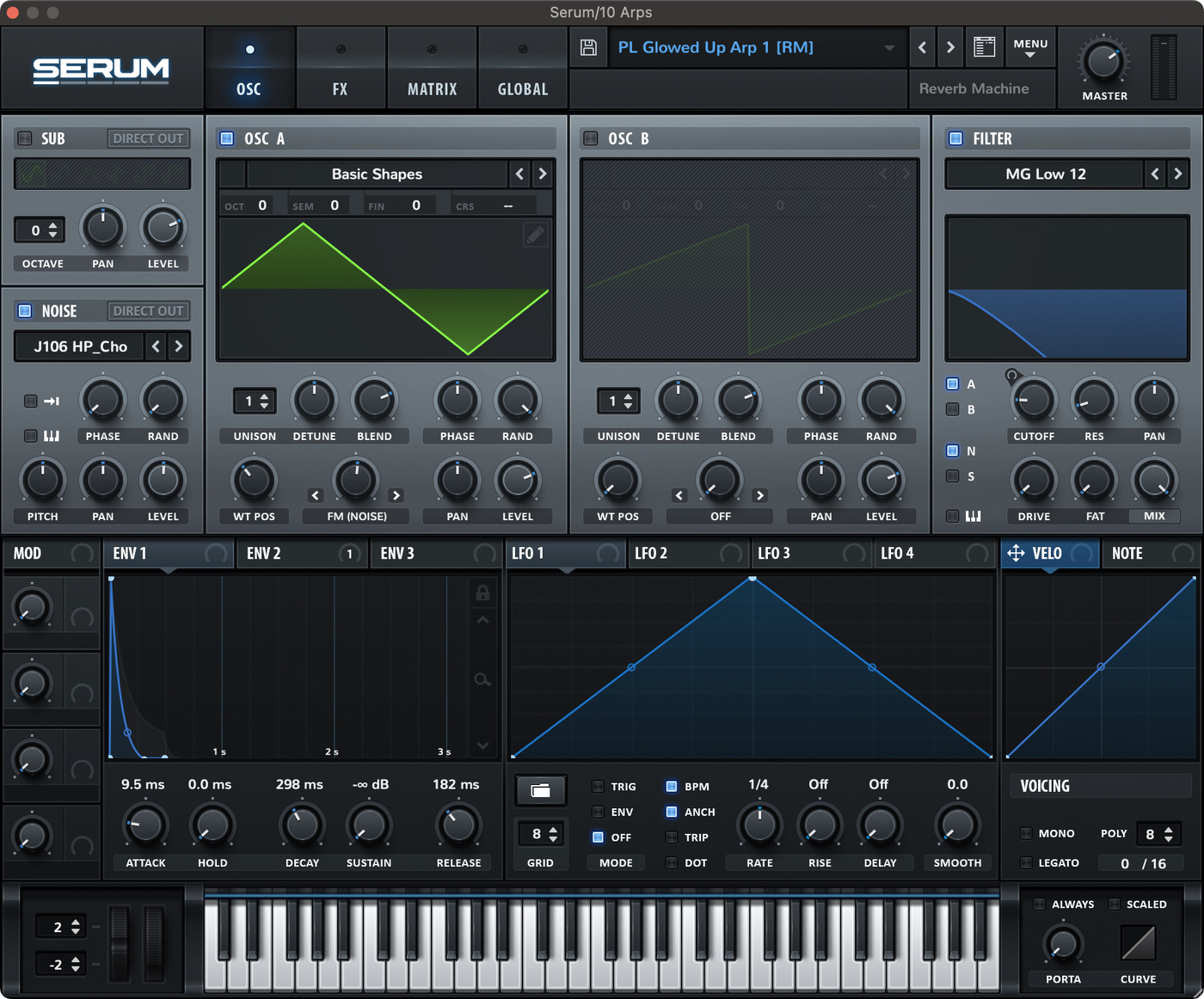 Xfer Serum plugin settings for the string synth sound in "Glowed Up" by Kaytranada.