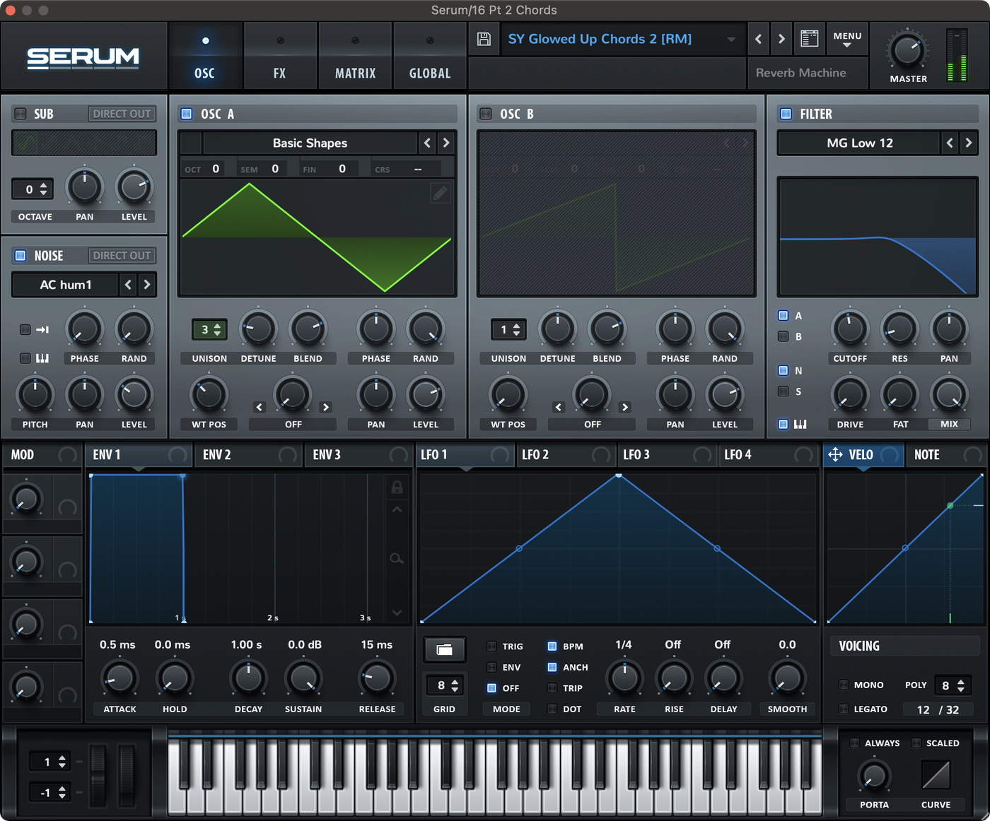 Xfer Serum plugin settings for the outro chords synth sound in "Glowed Up" by Kaytranada.