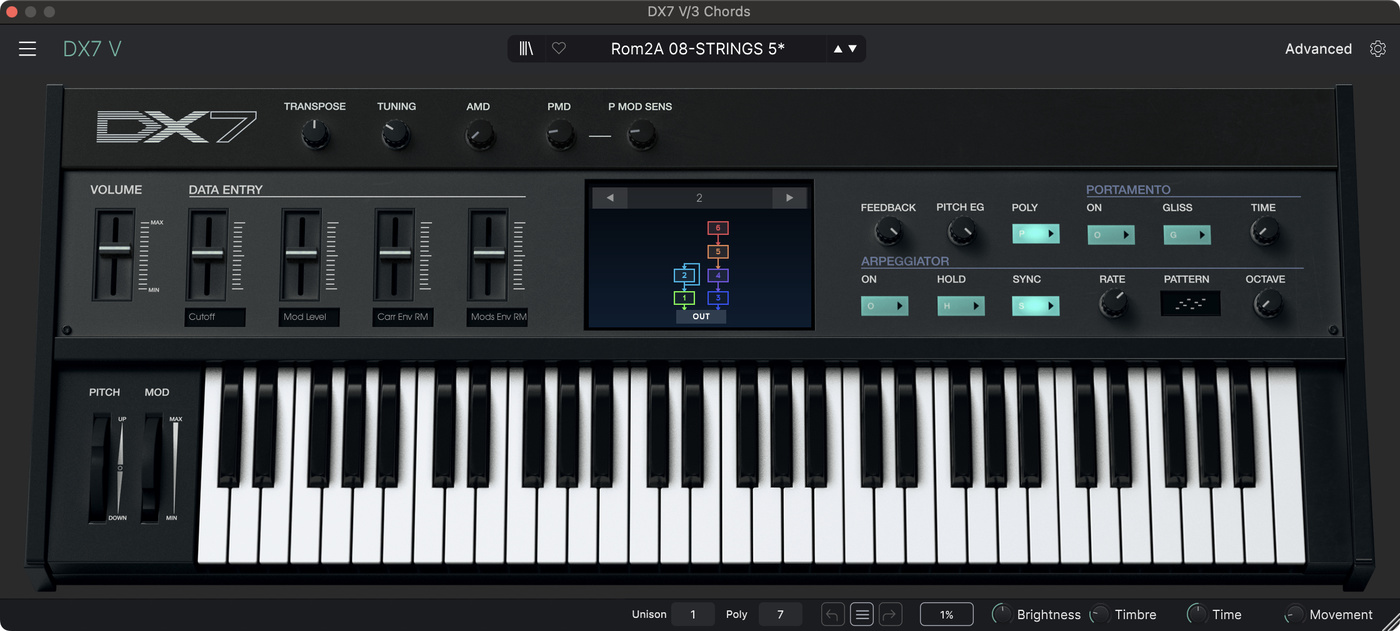 Arturia DX7 V with the STRINGS 5 factory preset, used for the chords in Ageispolis by Aphex Twin.