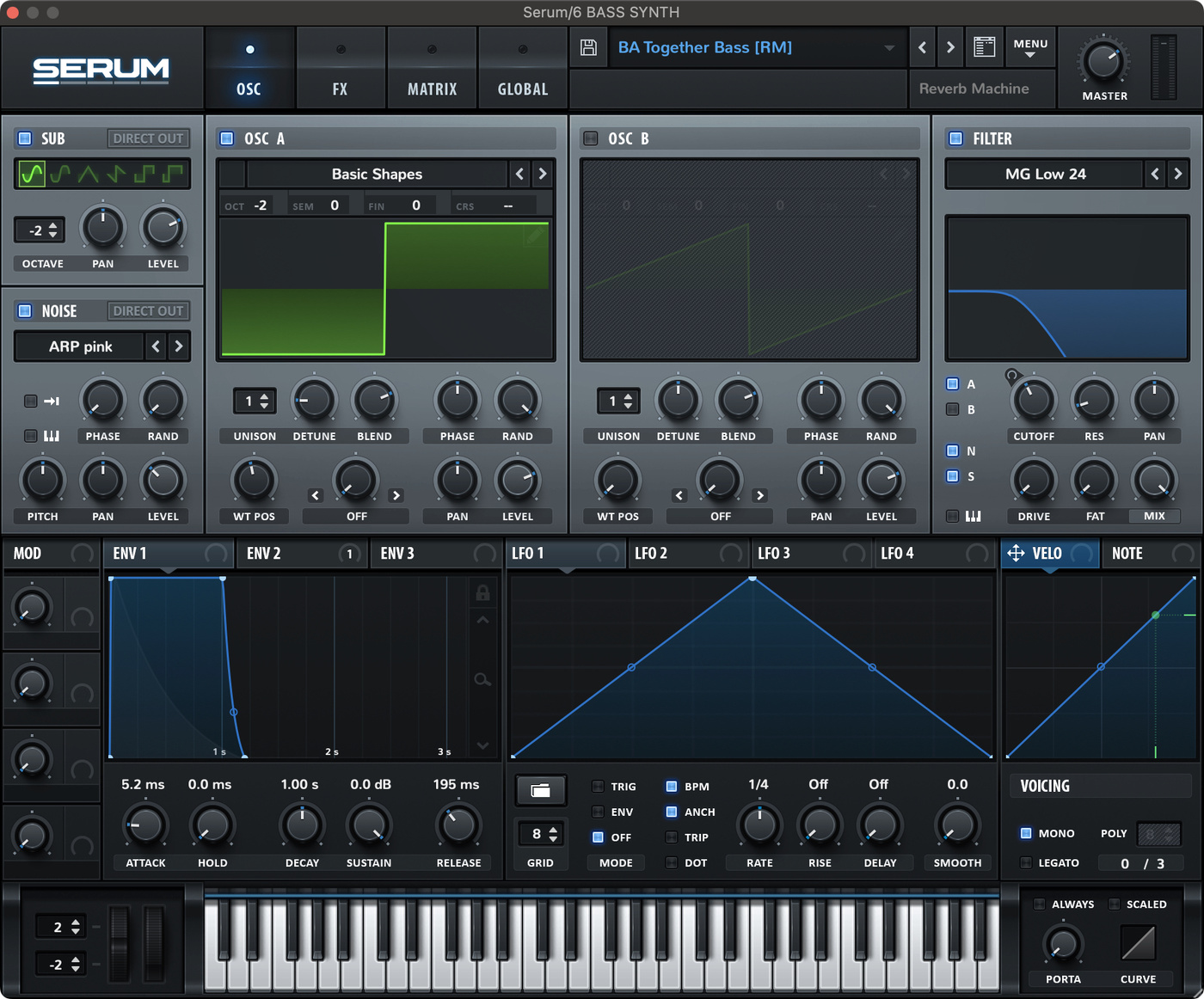 Xfer Serum settings for the bass in Together by Kaytranada.