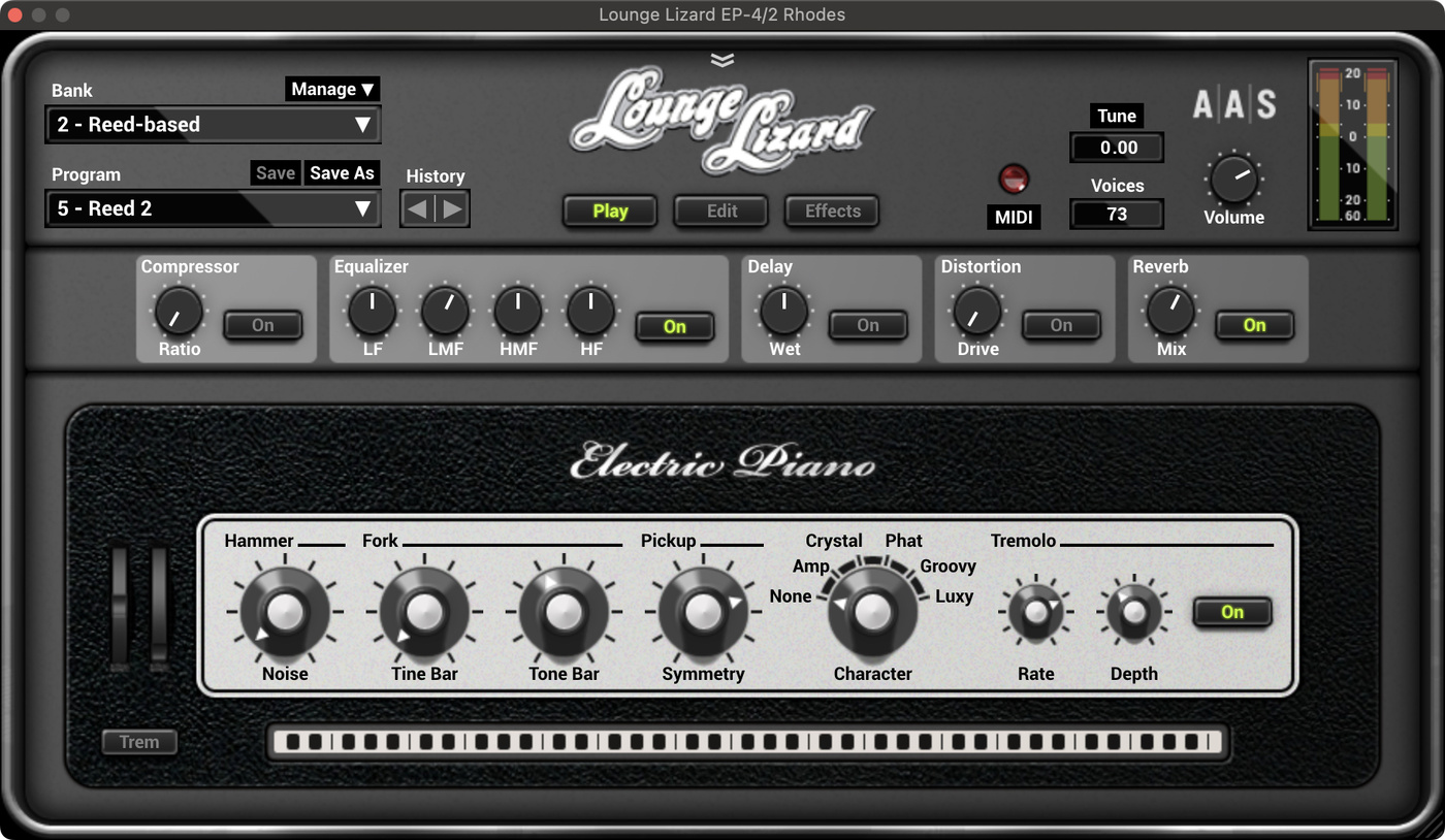 AAS Lounge Lizard settings for the Rhodes in Together by Kaytranada.