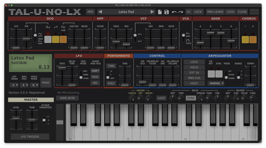 meridian latex pad presets