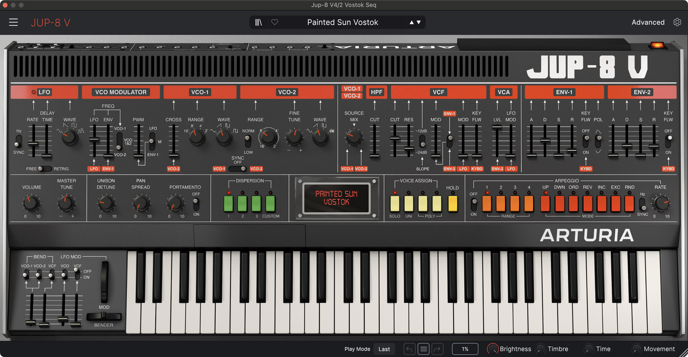 Arturia Jup-8 V4 settings for the vostok synth sound in "Painted Sun in Abstract" by Trent Reznor & Atticus Ross.