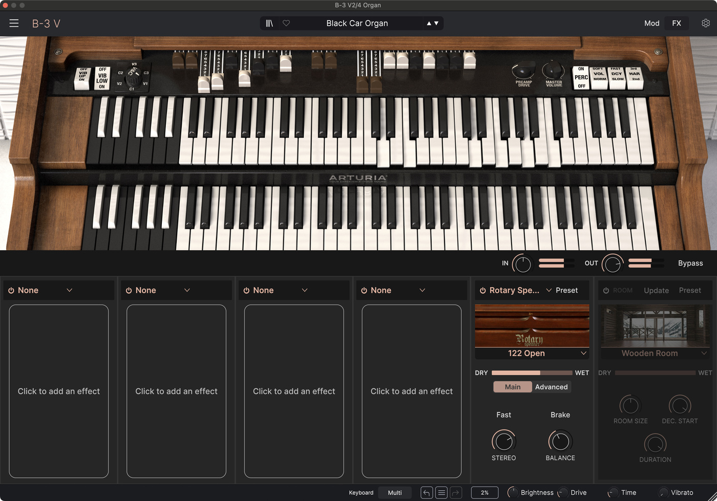 Arturia B-3 V settings for the organ sound in "Black Car" by Beach House.