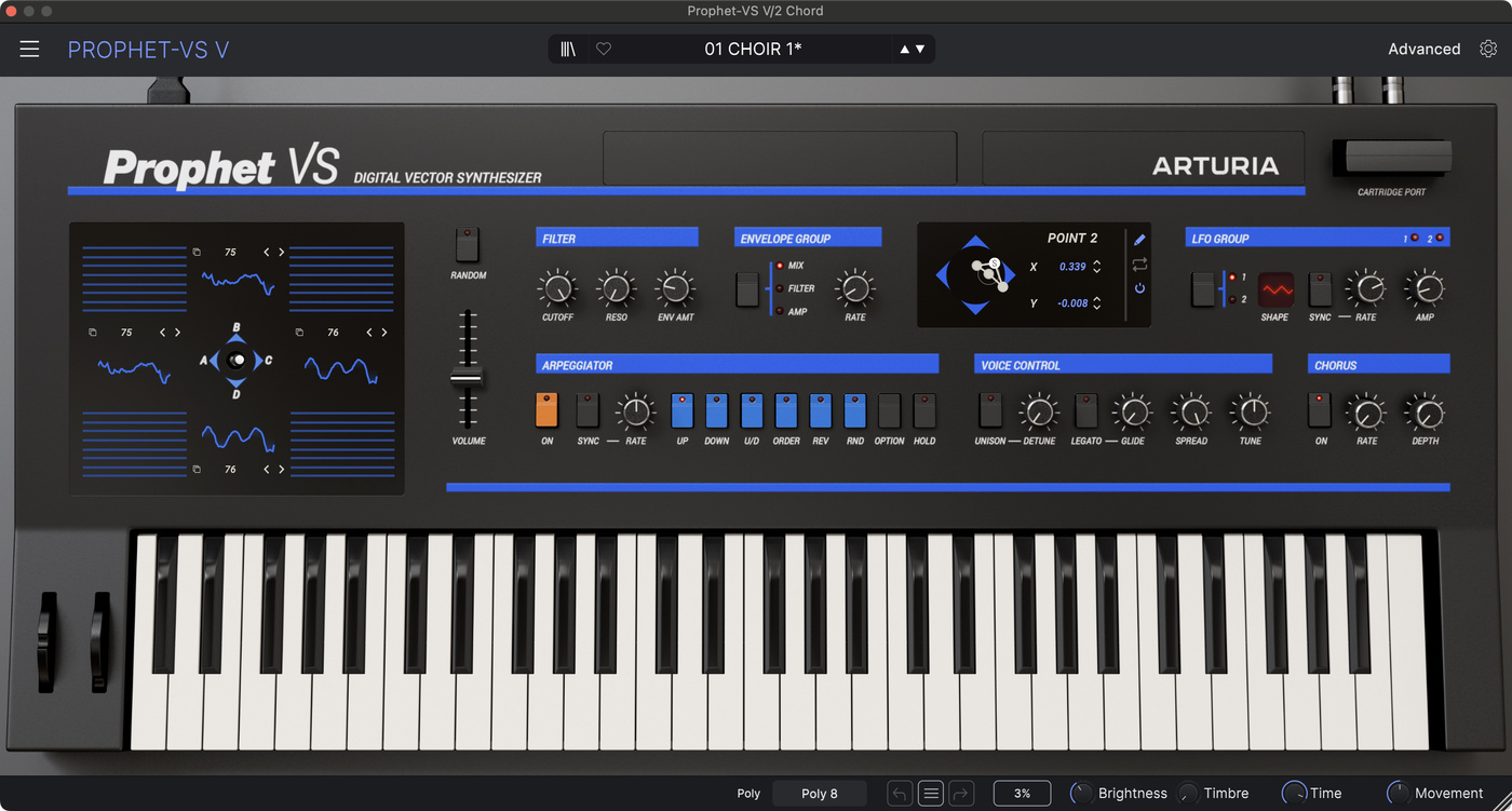 Arturia Prophet VS settings for the choir synth sound in "In My Room" by Frank Ocean.